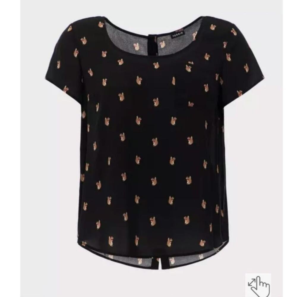 Torrid Black Top With Squirrel Pattern. Size 5 - image 2